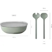Mepal Schale "Servierschale mit Deckel & Salatbesteck Silueta 4000 ml", schwarz (nordic schwarz), L:30,1cm, Schüsseln, Schale