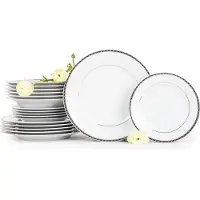Konsimo Tafelservice für 6 Personen (18-tlg.) "AMELIA PLATINUM", Weiß, Porzellan, Elegant, 19 cm / 26 cm / 23 cm