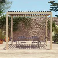 Sweeek - Bioklimatische Pergola mit Lamellendach Triomphe 3x3m V2 - Holzfarben
