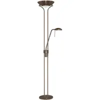 Searchlight Stehlampe, dimmbar, Antik, Messing, Plattiert, Glas
