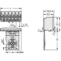Wago 2091-1106/000-1000 1-Leiter-Federleiste,Drücker,Push-in CAGE CLAMP,lichtgrau 209111060001000 - 50 Stück