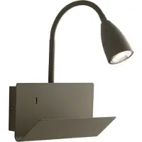 LUCE Design Wandapplikation aus Metall mit flexiblem Leuchtarm und USB-Anschluss Gulp - Braun