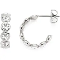 Leonardo Paar Creolen "Ohrringe Cremona", silber (edelstahlfarben, kristallweiß, kristallweiß), Ohrringe, Damen, 4mm, Edelstahl, Paar Creolen, mit Zirkonia (synth.)