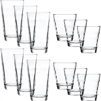 Leonardo Gläser-Set "Onda", transparent, 12 Stk., Glas, Trinkgefäße, Gläser-Set, je 6 kleine und große Becher, Topseller