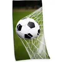 Herding Badetuch "Fußball", grün, B:75cm L:150cm, Frotteevelours, Obermaterial: 100% Baumwolle, YOUNG COLLECTION, Handtücher, Badetuch, 75x150 cm, mit Fußballmotiv