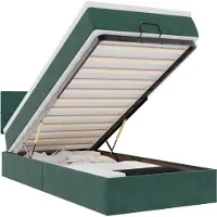 vidaXL Ottoman-Bett mit Matratze Dunkelgrün 90x200 cm Samt