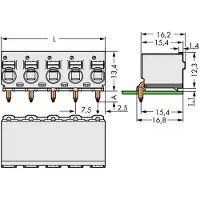 Wago 2092-3373 1-Leiter-THT-Federleiste, abgewinkelt,Drücker,Push-in CAGE CLAMP,lichtgrau 20923373 - 100 Stück