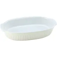 Creatable Auflaufform "Pastell Kitchen", beige (beige, weiß), B:33,5cm L:19cm T:5cm, Steinzeug, Auflaufformen, Auflaufform, klassisches Streifenrelief, umlaufender Kantenschutz, Pastellfarben