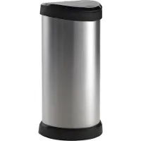 Curver DECOBIN Abfalleimer 40L mit Drücker silber metallic
