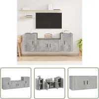 The Living Store 3-tlg. TV-Schrank-Set Betongrau Holzwerkstoff