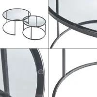 En.casa Couchtisch 2er Set 'Kokkola' Metallgestell rund Rauchglas