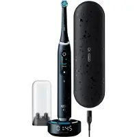 Oral-B iO Serie 10 Luxus-Edition elektrische Zahnbürste, Magnettechnologie, 7 Reinigungsmodi für die Zahnpflege, iOSense, Farbdisplay, Lade-Reiseetui, von Braun entwickelt, Schwarz