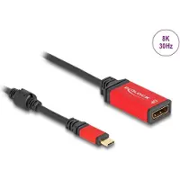 DeLOCK USB Type-C zu DisplayPort Adapter (DP Alt Mode) 8K 30 Hz mit HDR Funktion rot, 0,2 m, USB Typ-C, DisplayPort, Männlich, Weiblich, Gerade