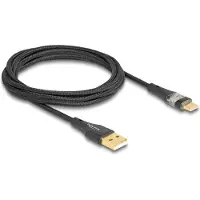 DeLOCK USB 2.0 Kabel Typ-A Stecker zu USB Type-C Stecker mit Schnellladefunktion 60 W transparent 2 m, 2 m, USB A, USB C, USB 2.0, 0,48 Gbit/s, Schwarz