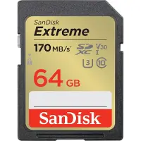 SanDisk Extreme, 64 GB, SDXC, Klasse 10, UHS-I, 170 MB/s, 80 MB/s