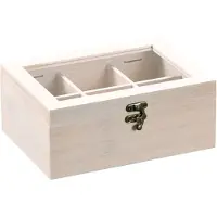 Kesper Aufbewahrungsbox für Tee, Bambus, weiß, Praktische Teebox mit einem Sichtfenster aus Kunststoff, 1 Aufbewahrungsbox, Maße (B x L x H): 16 x 22 x 9 cm