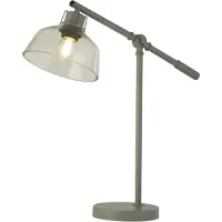 Searchlight Canterbury Zeitgenössische Schreibtischlampe Stahl Grau Transparent 1 Licht E27