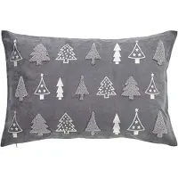 Done. Dekokissen DONE. "Pine Forest", grau (grau, bedruckt bestickt), B:40cm H:1cm L:60cm, Polyester, Dekokissen_Sitzkissen_Kissenhüllen, Dekokissen, mit Glanzdruck