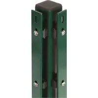 GAH Alberts Eckpfosten ALBERTS, grün, B:6cm H:240cm T:4cm, Stahl, Zaunpfosten, Eckpfosten, 60x60 mm für Doppelstabmattenzaun, 240 cm, mit Flacheisen