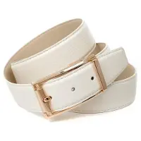 Anthoni Crown Ledergürtel , Damen, Gr. 105, weiß, Leder, unifarben, Gürtel Ledergürtel, mit Dornschließe in goldfarben, abgesteppte Ränder