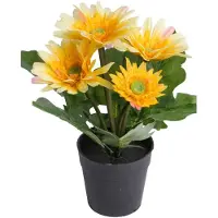 Botanic-Haus Kunstblume "Gerbera mit 5 Blüten", gelb, B:24cm H:26cm T:24cm Ø:24cm, Kunststoff, Kunstpflanzen, Kunstblume