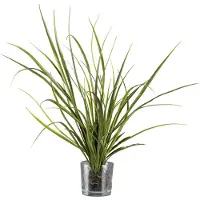 Creativ Green Kunstgras "Wiesengras im Ballen und mit Glas", grün, H:70cm, Obermaterial: 100% Polyethylen, Kunstpflanzen, Kunstgras