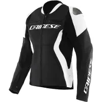 Dainese Racing 5 Damen Schwarz Weiß Motorrad Lederjacke Größe 50