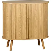 Sweeek - Sideboard mit Schiebetüren und Regal, gerillter Holzoptik B 80cm - Natur