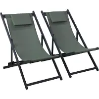 Sweeek - 2er-Set Sonnenliegen aus Aluminium, mehrfach verstellbar - Khaki