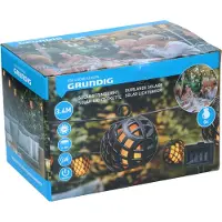 Grundig Solar Lichterkette Gartenleuchte 8 LED Laternen 12 Lumen LED mit Flammeneffekt Inkl. Solarpanel Batterielebensdauer 86 Stunden Schwarz