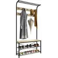 VCM Schuhregal "Metall Garderobe Kleiderständer Schuhregal Taliro", braun (honig, eiche), B:90cm T:30cm, Garderobenpaneele, Schuhregal