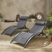 Sweeek - 2er-Set Sonnenliegen aus Aluminium mehrfach verstellbar - Anthrazit