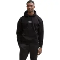 Tom Tailor Hoodie DENIM, Herren, Gr. L, schwarz, Sweatware, Obermaterial: 70% Baumwolle, 30% Polyester, bedruckt, relaxed fit taillenbedeckt, Bündchen, Sweatshirts Hoodie, mit Logo Print