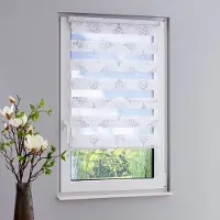 Garesa Doppelrollo "Kreise" Gr. 5, grau (weiß, grau, weiß, weiß), B:50cm H:150cm, Polyester, Rollos, Doppelrollo, dekorativ, bedruckt