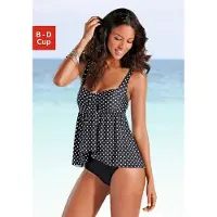 LASCANA Badeanzug , Damen, Gr. 52, Cup B, schwarz-weiß (schwarz, weiß), Polyamid, gepunktet, Badeanzüge Badeanzug, mit gerafftem Oberteil und Shaping-Effekt