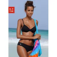 Buffalo Bügel-Bikini-Top "Happy", Damen, Gr. 40, Cup F, schwarz, Microfaser, Polyamid, unifarben, Bikini-Oberteile Bügel-Bikini-Top, seitlich zu raffen