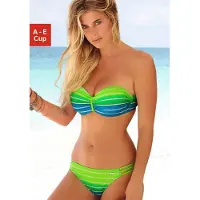 Venice beach Bügel-Bandeau-Bikini , Damen, Gr. 44, Cup E, grün (türkis, gestreift), Polyamid, Querstreifen, gestreift, Bikini-Sets Bügel-Bandeau-Bikini, im trendigen Streifen-Look