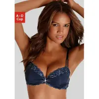 Marie Claire Push-up-BH , Damen, Gr. 75, Cup D, blau (marine), Microtouch, Obermaterial: 70% Polyamid, 20% Elasthan, 10% Polyester, BHs Push-up-BH, mit Bügel und feiner Blütenstickerei, sexy Dessous