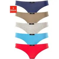 H.I.S. String H.I.S, Damen, Gr. 36, bunt (rot, marine, blau, khaki, grau, meliert), Obermaterial: 95% Baumwolle, 5% Elasthan, unifarben, körpernah, Unterhosen String, aus elastischer Baumwoll-Qualität