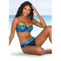 LASCANA Bügel-Bandeau-Bikini , Damen, Gr. 36, Cup B, blau (blau, bedruckt), Polyamid, bedruckt, Bikini-Sets Bügel-Bandeau-Bikini, mit Dschungel-Optik