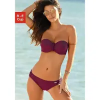 Buffalo Bügel-Bandeau-Bikini , Damen, Gr. 44, Cup D, rot (bordeaux), Polyamid, Flechtoptik, Bikini-Sets Bügel-Bandeau-Bikini, trendiger Look, mit abnehmbaren Trägern, mit geflochtenen Details