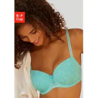 LASCANA Balconette-BH , Damen, Gr. 85, Cup F, grün (mint), Microtouch, Obermaterial: 82% Polyamid, 18% Elasthan, figurbetont, BHs Balconette-BH, aus feiner, blumiger Spitze, Dessous