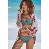 LASCANA Bügel-Bandeau-Bikini-Top "Italy", Damen, Gr. 38, Cup C, grün (oliv), Microfaser, Microfaser, Polyamid, unifarben, Bikini-Oberteile Bügel-Bandeau-Bikini-Top, mit seitlichen Stäbchen