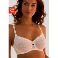 Nuance Minimizer-BH , Damen, Gr. 105, Cup D, weiß, Spitze, Obermaterial: 88% Polyamid, 12% Elasthan, BHs Minimizer-BH, mit Bügel aus schöner Allover-Jacquardspitze im angesagten Leo-Look