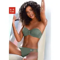 Bench Bügel-Bandeau-Bikini-Top ., Damen, Gr. 38, Cup E, grün (oliv), Microfaser, Polyamid, unifarben, Bikini-Oberteile Bügel-Bandeau-Bikini-Top, im Uni-Style