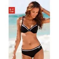 LASCANA Bügel-Bikini , Damen, Gr. 40, Cup B, schwarz, Recycling-Polyamid, kontrastfarbene Details, unifarben, Bikini-Sets Bügel-Bikini, mit Kontrastdetails