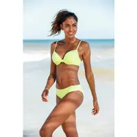 s.Oliver Bügel-Bikini-Top "Spain", Damen, Gr. 40, Cup D, grün (lime), Microfaser, Microfaser, unifarben, Bikini-Oberteile Bügel-Bikini-Top, mit geraffter Mitte