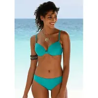 s.Oliver Bügel-Bikini-Top "Spain", Damen, Gr. 38, Cup C, blau (türkis), Microfaser, Microfaser, unifarben, Bikini-Oberteile Bügel-Bikini-Top, mit geraffter Mitte