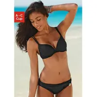 s.Oliver Push-Up-Bikini , Damen, Gr. 36, Cup A, schwarz, Microfaser, Polyamid, unifarben, Bikini-Sets Push-Up-Bikini, mit Zierring an der Hose, Topseller