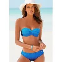 LASCANA Bügel-Bandeau-Bikini , Damen, Gr. 48, Cup E, blau, Polyamid, Farbverlauf, bedruckt, Bikini-Sets Bügel-Bandeau-Bikini, mit Farbverlauf